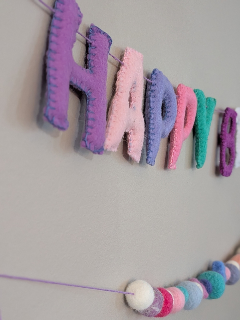 Handmade Happy Birthday Felt Banner - Mermaid Pallette